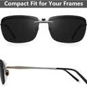 Polarized Clip On Sunglasses Over Prescription Glasses Men Women Compact Fit Non-Flip Up