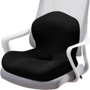 Seat Cushion, Office Chair Cushion, L-Shaped Ergonomic Car Seat Cushions, Memory Foam Chair Cushion, Lumbar Support Pillow for Wheelchair, Car, Home, Office, Desk, Black