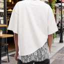 Women's Lace Patchwork Top Summer Daily Relaxed Fit Drop Shoulder Short Sleeve Blouse Casual Weekend T-Shirt (White, X)