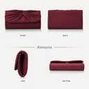 Women Faux Suede Pleated Bow Evening Bag Elegant Clutch Purse Handbag Formal Wedding Prom Party
