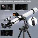 Telescope for Adults High Powered, 90mm Aperture 1000mm Refractor Telescopes for Adults Astronomy Telescopio with High Precision Adjustment, Ultra-Stable Vertisteel AZ Mount Base Tripod, Phone Adapte
