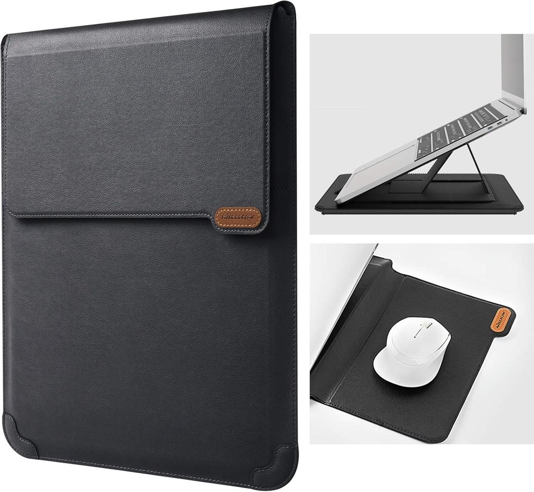 Nillkin Laptop Sleeve for MacBook Air M4(2025)/Pro 13/MacBook Air 13 inch, MacBook Air Sleeve with Laptop Stand and Mouse Pad, Case Bag for 13-14 inch MacBook, ASUS, Dell, HP, Black