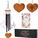 Retirement Gifts Wind Chimes for Women Men - Engraved Wooden Heart with Gift Box & Card, Happy Retirement Outdoor Garden Patio Hanging Decor, Farewell Gift for Coworker Teacher Bossr
