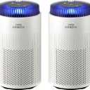 COWAY Airmega 50 Air Purifier 2-Pack Bundle, ENERGY STAR Certified, True HEPA & Carbon Filter for Smoke, Allergies, Pet Dander, Odor, AQI Monitor, Auto Mode, White