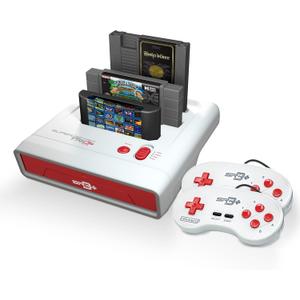 Retro-Bit Super Retro Trio HD Plus 720P 3 in 1 Console System - HDMI Port - for Original NES/SNES, Super Nintendo and Sega Genesis Games - Red/White