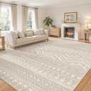 Miukiki 9x12 Area Rug for Living Room Moroccan Washable Rugs Non Slip Indoor Floor Carpet Foldable Large Soft Area Rug for Dining Room Bedroom with Low Pile(Brown,9'x12')