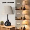 17 Touch Table Lamp for Bedroom Set of 2, 3-Way Dimmable Bedside Lamp for Nightstand, Farmhouse Metal Desk Lamp with Linen Shade for Living Room, Kids Reading, Dorm, Home Office Decor, Bulb Included