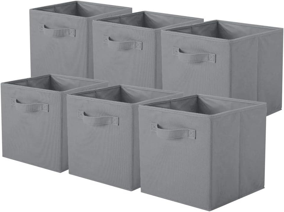 ShellKingdom Storage Bins, Foldable Fabric Storage Cubes And Cloth Organizer Drawer For Closet And Toys, 6 Pack (Gray)
