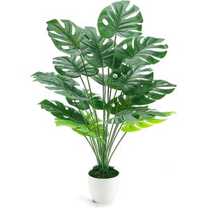 Der Rose 28" Fake Plants Large Artificial Monstera Faux Plants Indoor Tall Plants for Living Room Decor (White)