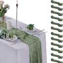 12 Pack Cheesecloth Table Runner 9ft,17 x 108 inch Gauze Table Runner Rustic Romantic Wedding Runner for Wedding Bridal Shower Fall Decoration,Dark Sage Green