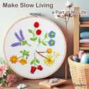 Bradove 3 Sets Leaves and Flowers Embroidery Kit for Beginners, Beginner Embroidery Kit for Adults, Learn to Embroider Kit Adult Beginner, Stitches Kit
