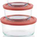 Pyrex Simply Store (3-Pack) Glass Food Storage Containers Set, (2, 4 & 7 Cup) Meal Prep Containers With Plastic BPA-Free Lids, Dishwasher & Microwave Safe