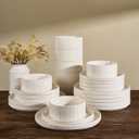 Line Porcelain Dinnerware Set, dish set for 8, Creamy White