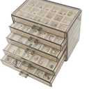 Acrylic Earring Holder Organizer with 5 Drawers Clear Earring Organizer Box with 90 Adjustable Grids Velvet Earring Display Case Jewelry Organizer for Earrings Rings Studs (Brown Beige)