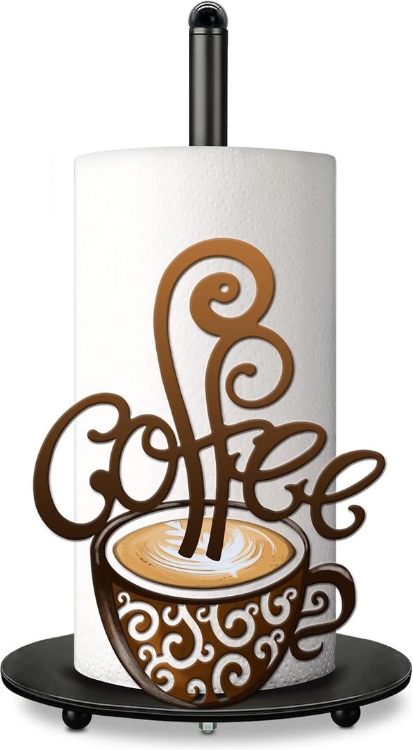 Hexagram Coffee Kitchen Decor, Coffee Paper Towel Holder, Cute Vintage for Bar Kitchen Bathroom Countertop Gifts for Women Men Housewarming