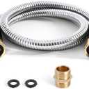 Cesun Short Garden Hose 3 feet, Small Metal Leader Hose, Drinking Water Hose, Flexible, Lightweight Stainless Steel Water Pipe for RV, Outdoor, Yard, 3ft x 5/8", Female to Female