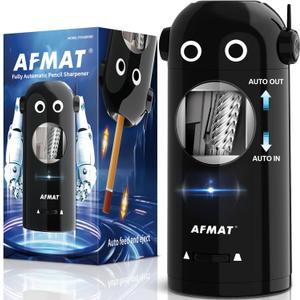 AFMAT Electric Pencil Sharpener for Colored Pencils 7-11.5mm, Fully Automatic Robot Pencil Sharpener, Auto in & Out, Rechargeable Hands-Free for Classroom/Home/Office, Battery Operated, PSX5RB, Black