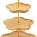 3 Tier Wood Serving Tray Cupcake Stand with Gold Hardware,Tiered Cake Dessert Stand for Wedding Table Party Birthday Decorations