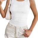 Womens Tank Tops Crewneck Sleeveless Summer Sweaters Vest Casual Basic Tees Ribbed Shirts (White, XL)