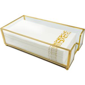Guest Towel Holder,Glass Napkin Holder for Bathroom,Gold Bathroom Napkin Holder with Feets,Stylish Guest Towel Holder Tray for Bathroom Toilet Kithcen Dining Table Party Decor