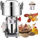 2000g Electric Grain Grinder Spice Grain Mill Stainless Steel 30s 28000RPM High Speedy Grinding with Overload Protection& 5min Timer Mill for Dry Spice Herbs/Nut/Coffee/Rice