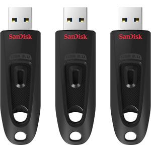 SanDisk 32GB 3-Pack Ultra USB 3.0 Flash Drive 32GB (Pack of 3) - SDCZ48-032G-GAM46T, Black