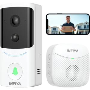 Video Doorbell Camera Wireless-2K Outdoor Front Door Camera with Chime Included for Home Security, Easy Installation, AI Human Detection, Instant Alerts, Night Vision, Two-Way Audio, M1 White