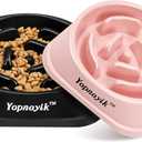 Yopnoyik 2 Pack Slow Feeder Dog Bowls for Healthy Eating, Non-Slip and Anti-Choking Design, Reduces Bloating & Overeating for Large Dogs, Easy to Clean (Black and Pink)