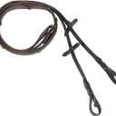 HORZE Slender Grippy Horseback Riding English Web Reins with Hand Stops (Pony, Brown)