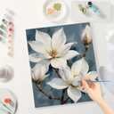 TAOPAOLAB Botanical Art Paint by Numbers Kit for Adults - DIY White Magnolia Flowers on Branch Painting on Canvas 16x20In, Framed Acrylic Paint Set for Beginners, Art for Home Decoration/Gifts
