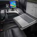 AutoExec Reach Desk Back Seat Left Side for Your Vehicle Workstation and Mobile Office, Gray, with Phone Mount and Tablet Mount