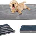 VANKEAN Dog Bed Soft Crate Pad Mat Reversible Cool & Warm, Washable Comfy Kennel Pad with Orthopedic Egg-Crate Foam for Small Medium Large Dogs, Water-Resistant Pet Bed, Gray/Dark Blue (Grey)