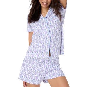 Womens Pajamas Set, 2PCS Button Down Vacation Monkey Beach Shorts Set Y2k Loungewear Pjs for Birthday Valentines Gift (Medium)