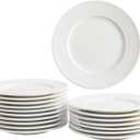 OMAYKEY 6 Inch Ceramic Dessert Plates Set of 18, Small Salad Plates, Porcelain Round Shaped Dinner Plates, Appetizer Plates for Cake Waffles Snacks Side Dish, Oven Microwave Dishwasher Safe, White