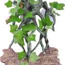 Resin Reptile Corner Branch with Rock, Amphibian Lizard Snake Climbing Ornament, Lifelike Terrarium Plant Decoration with Suction Cup