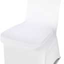 LIUJIAYI 100 Pcs White Stretch Chair Covers - Premium Polyester Spandex Slipcovers for Wedding, Party, Banquet, Dining & Event Chairs