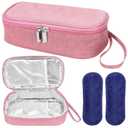 Breastmilk Cooler Bag with Ice Pack, Portable Insulated Breast Milk Storage Cooler Bag, Small Stylish Breastmilk Storage Bag Cooler with Wrist Strap (Pink)