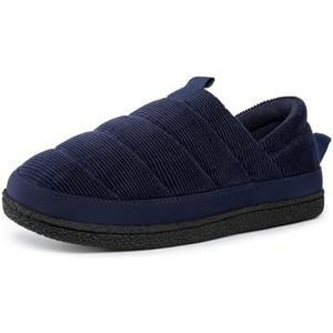 EverFoams Men's Quilted Slippers Soft Comfy Corduroy Closed-back Indoor Outdoor Memory Foam House Shoes, 11-12