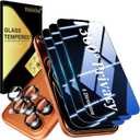 (3+2 Pack) 360 Privacy Screen Protector for iPhone 17 Pro Max 4 Way Anti Spy + Camera Lens Protector,9H Shatterproof, Anti-Peep,Bubble-Free, Case Friendly Easy Installation Frame Included (Black)