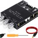 ZK-1002T Bluetooth 5.0 Stereo Amplifier Board, 200W HiFi 2.0 Channel Mini Audio Amp Module with Treble & Bass Control, AUX Input, DC 12V-24V for DIY Speakers,Home Audio