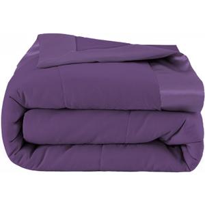 COMFLIVE Down Alternative Blanket, Queen Size with Satin Trim, Lightweight Blanket for All Seasons - Winter Summer Comfort Soft (Purple, Full/Queen)