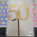 Golden Acrylic 50th Birthday Cake Topper - Hello 50, Cheers to 50 Years, 50 & Fabulous, Happy 50th Birthday/Anniversary Party Decorations