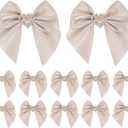 AIMUDI Vanilla Satin Ribbon Bows Sailor Bow with Rhinestone Center 3" Dark Pink Premade Ribbon Bow with Glitter Diamante for Sewing Crafts Gift Wrapping Applique Wedding Favor Decoration - 12 Counts (Champagne)