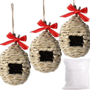 Hummingbird House, Grass Hand Woven Birdhouses for Outdoors Hanging, Natural Bird Hut for Outside, Bird Houses for Audubon Finch Canary Chickadee - Set of 3