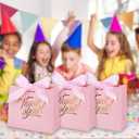 KPOSIYA Small Gift Bags, 50 Pack Small Thank You Bags 4.5x1.8x3.9 Inches Party Favor Bag Pink Paper Candy Boxes with Bow Ribbon,Mini Gift Box for Wedding Baby Shower Birthday Bridal Business Party Supplies (Pink)