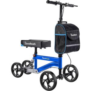 BlessReach Knee Scooter for Adults for Foot Injuries, 13" Cozy Knee Pad, Blue
