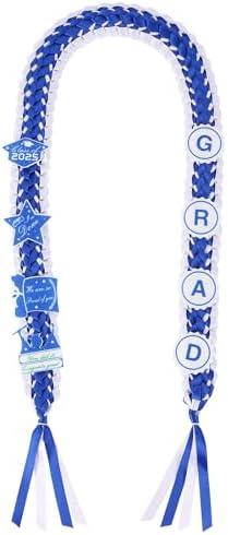 Graduation Ribbon Leis 2025 Class of 2025 Graduation Decor Gift Graduates Senior for Him Her Congrats Grad (Blue & white)