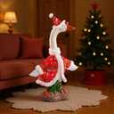 Christmas Mrs. Claus Goose Outfit Dresses Clothes for 23" High Cement or Plastic Porch Goose Christmas Costume for Yard Garden Lawn Patio Outdoor Decor, Red