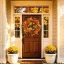26" Fall Wreath for Front Door Outside Harvest Autumn Wreath, Orange Lantern