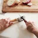 Knife Sharpener - Handheld Manual Sharpening Tool for Fixed Blades, Pocketknives, and Kitchen Knives - Blade Sharpener with Rotating Steel Wheel Sharpening Discs and Beech Handle by Kings County Tools